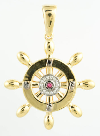 14 Kt Yellow Gold Boat Wheel Charm