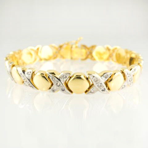 接吻　XL 14KT Two Tone Gold Polished Finish XOXO Hugs And Kisses