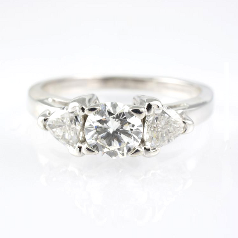 14 Kt White Gold Triangle Diamond Ring