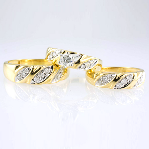 14 Kt Yellow Gold Diamond Trio Set