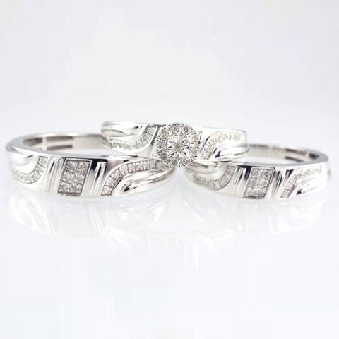 14 Kt White Gold Diamond Trio Set