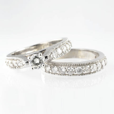 14 Kt White Gold Diamond Wedding Ring Set