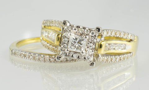 14 Kt Yellow Gold Diamond Ring Set