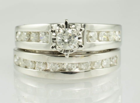 14 Kt White Gold Diamond Wedding Set
