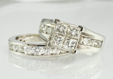 14 Kt White Gold Diamond Wedding Set