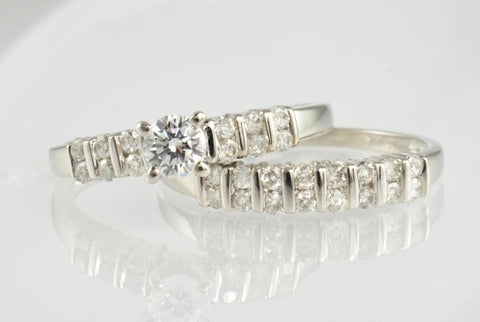 14 Kt White Gold Diamond Wedding Set