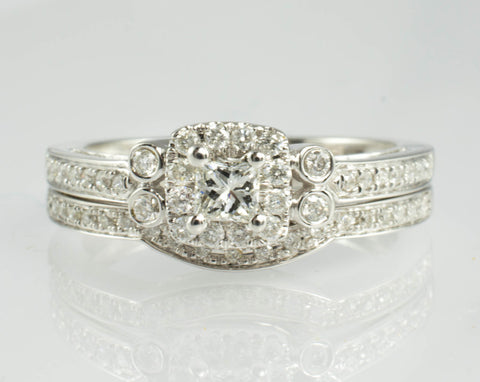 14 Kt White Gold Diamond Ring Set