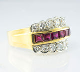 18 Kt Yellow Gold Ruby & Diamond Ladies' Ring