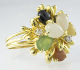 14 Kt Yellow Gold Multicolor Ladies' Ring