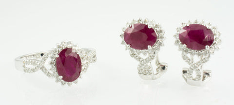 14 Kt White Gold Ruby & Diamond Set – NY Style Jewelry®