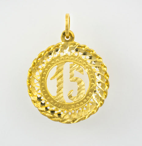14 Kt Yellow Gold "15" Charm
