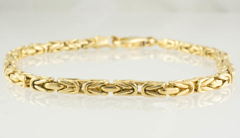 14 Kt Yellow Gold Byzantine Men's Bracelet