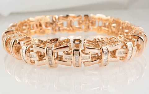 14 Kt Rose Gold Diamond Men's Bracelet