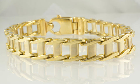 14 Kt Two Tone Gold Italian Men's Bracelet