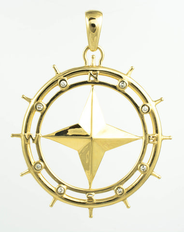 14 Kt Yellow Gold Nautical Compass Charm
