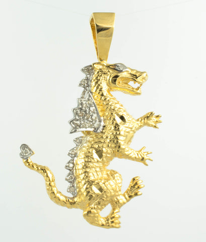 14 Kt Yellow Gold Diamond Dragon Charm