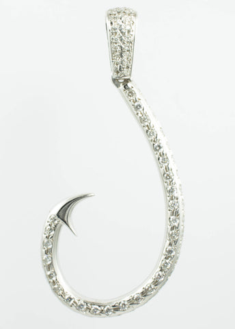 14 Kt White Gold Fish Hook Diamond Charm – NY Style Jewelry®