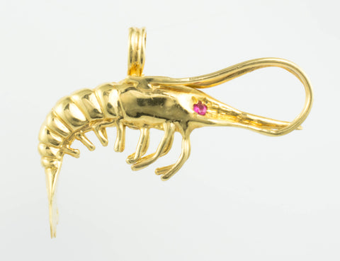 14 Kt Yellow Gold C/Z Shrimp Charm