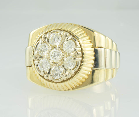 14 Kt Two Tone Gold Rolex Style Men's Diamond Ring