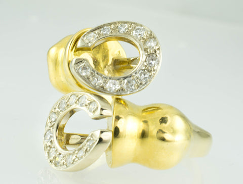 18 Kt Italian Horse Shoe Gold Diamond Men's Ring