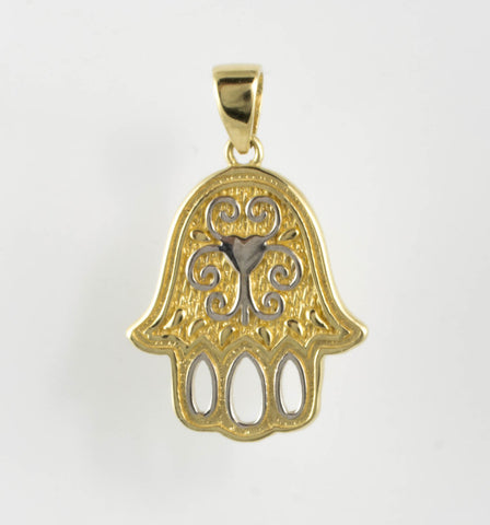 14 Kt Two Tone Gold Lucky Hamsa Charm