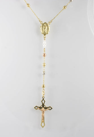 14 Kt Gold Tri-Color Rosary