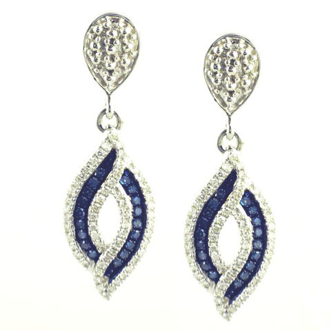10 Kt White Gold Blue & White Diamond Fashion Earrings