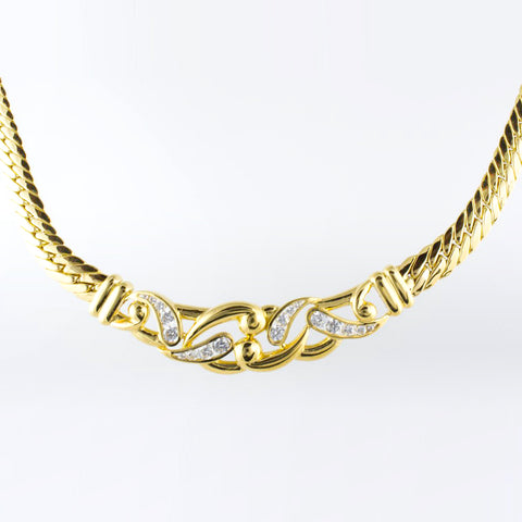 14 Kt Yellow Gold C/Z Vintage Necklace