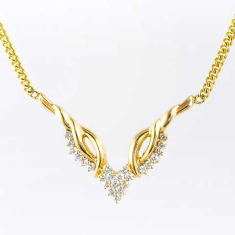 14 Kt Yellow Gold Diamond Necklace