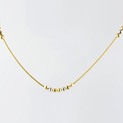 14 Kt Tricolor Gold Italian Ball Necklace