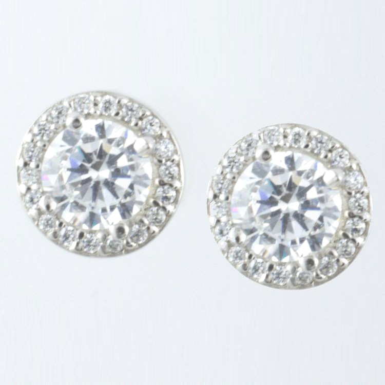 14 Kt White Gold C/Z Stud Ladies' Earrings – NY Styles Jewelry