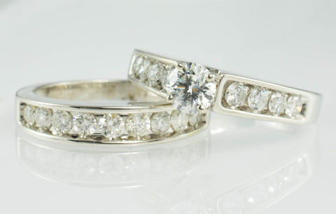 14 Kt White Gold Diamond Wedding Ring Set
